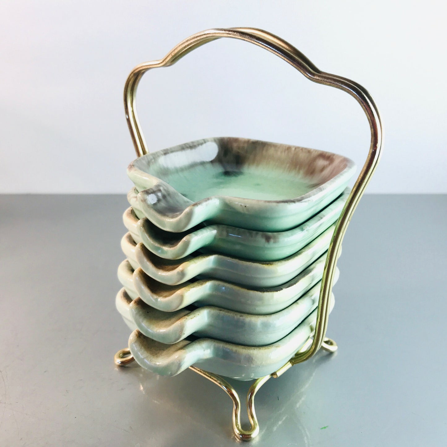 VINTAGE Stapelascher  50er 60er Keramik MID CENTURY pastell grün