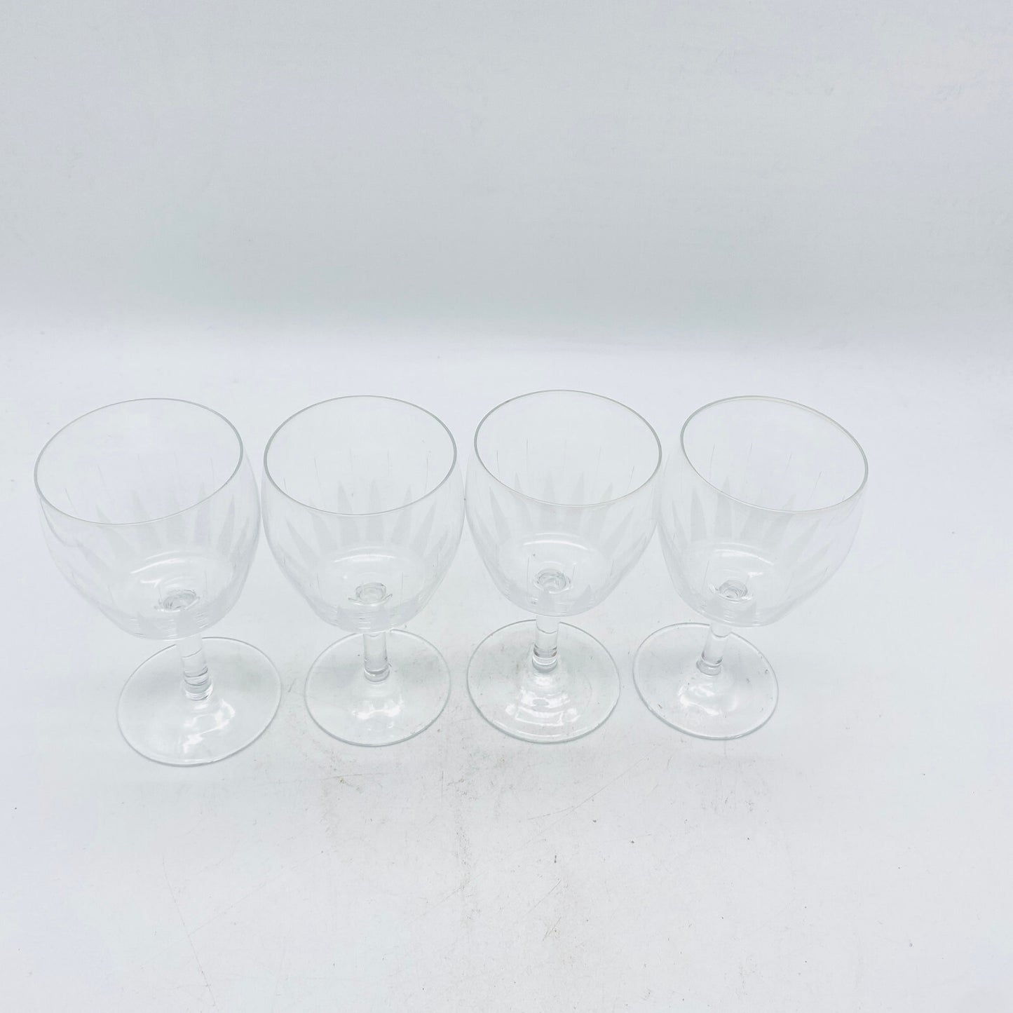 Weingläser H 12 cm Dekoratio satiniert beschliffen 60er 70er Vintage Gläser Glas