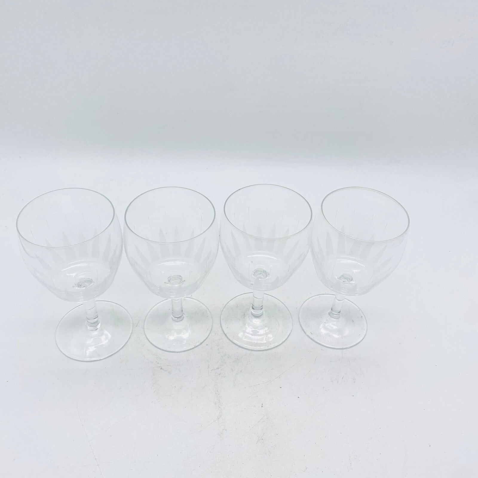 Weingläser H 12 cm Dekoratio satiniert beschliffen 60er 70er Vintage Gläser Glas