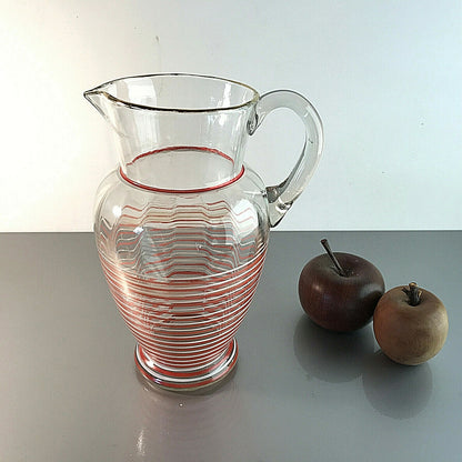 MID CENTURY Kanne bemalt Glas Karaffe Saftkrug 23,5 cm 50er 60er Vintage