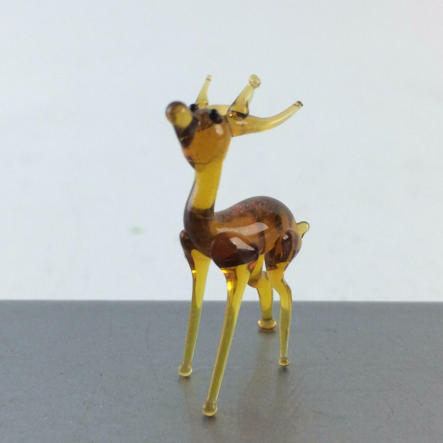 Hirsch gelb H 2,8 cm Glas 50er 60er Lauscher Vintage MID CENTURY 