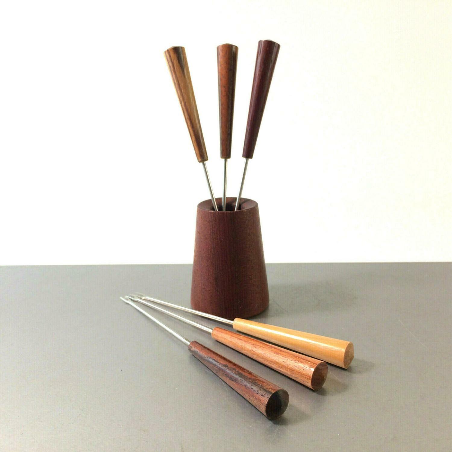 Holz Teak MID Century Gabeln Picker Spieße Halter verschiedene Holzarten