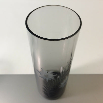 Vase MID CENTURY 60er 70er Vintage Rauchglas beschliffen Enzian 18 cm Glas