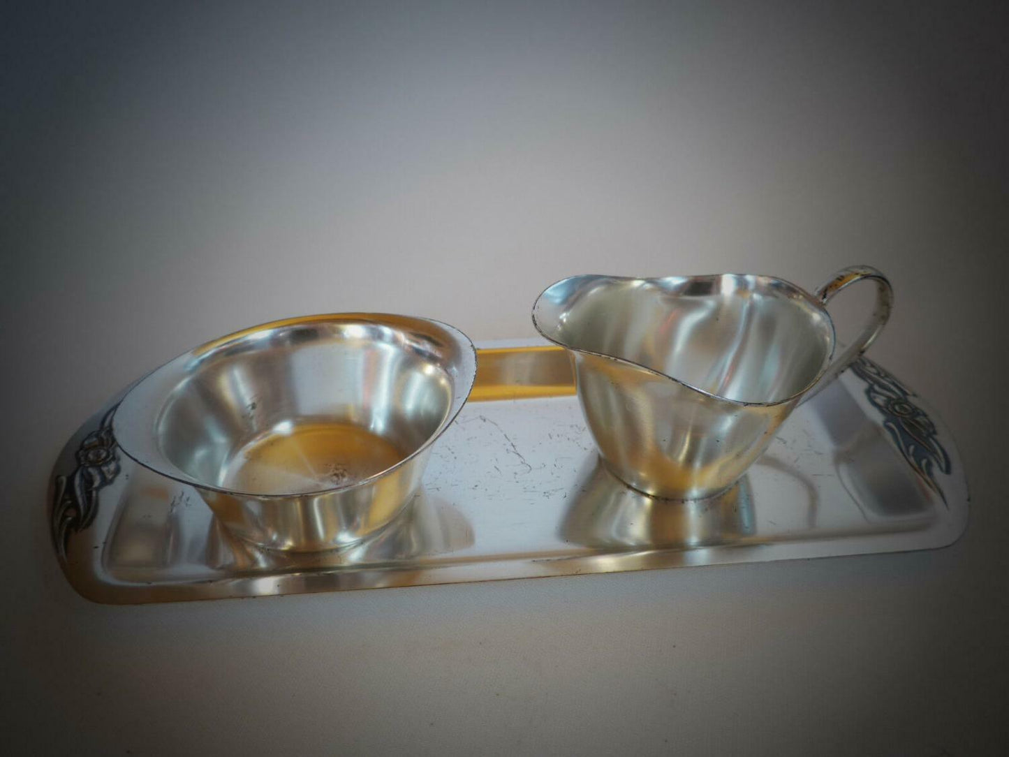 WIENER SILBER MANUFACTUR Rahmservice versilber Kleeblattmarke Sahneservice