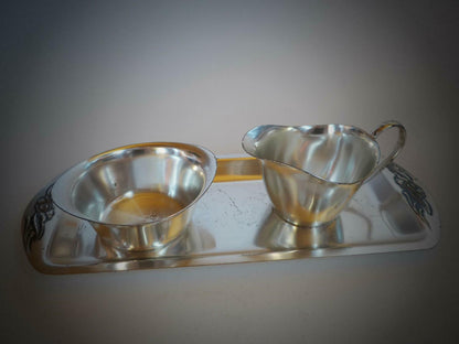 WIENER SILBER MANUFACTUR Rahmservice versilber Kleeblattmarke Sahneservice