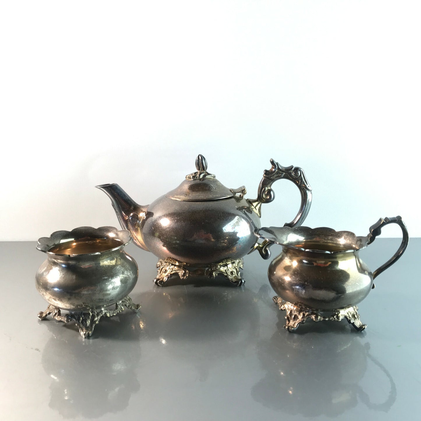 ARTI versilbertes Kaffeekern Set Teekanne Zuckerschale EPNS Vintage 