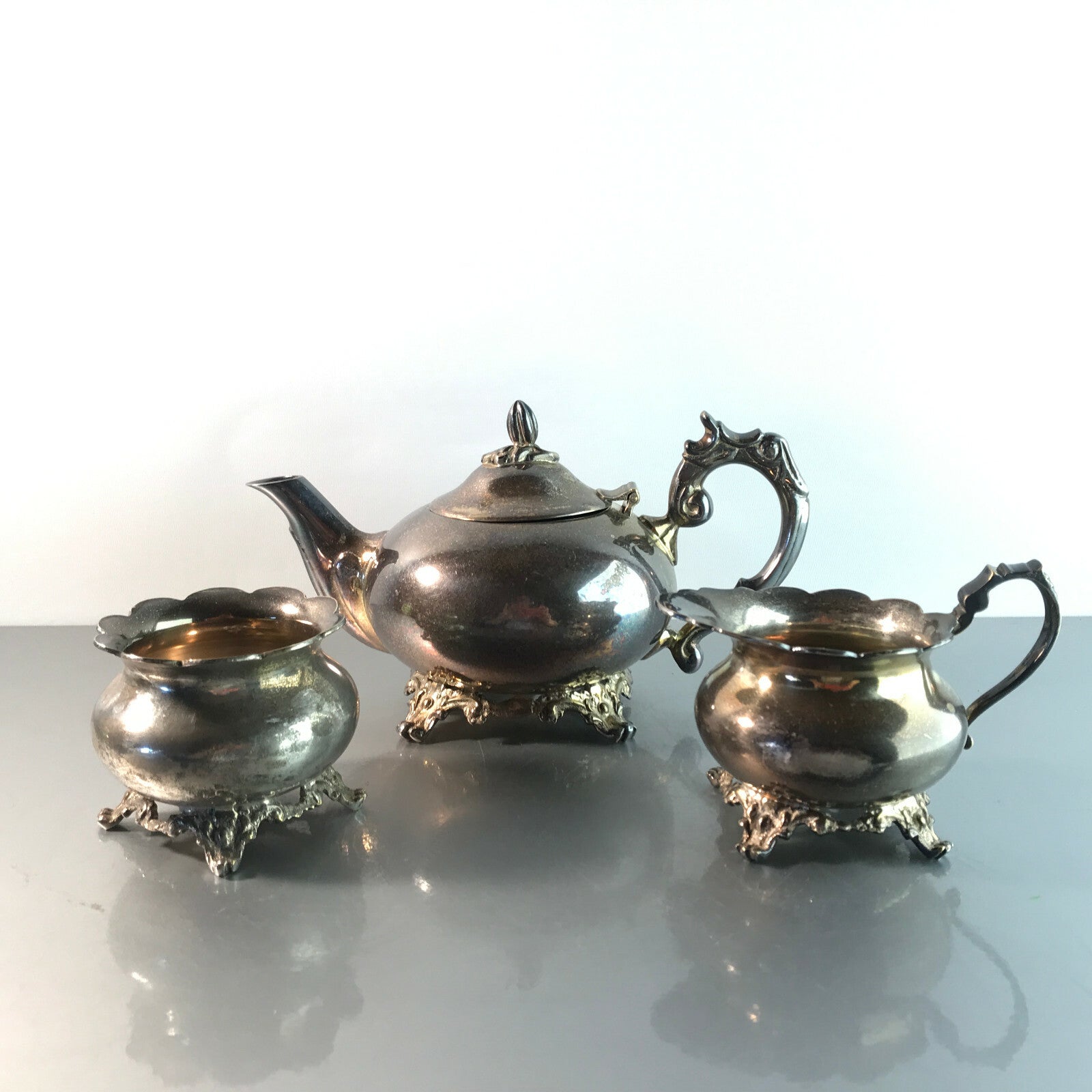 ARTI versilbertes Kaffeekern Set Teekanne Zuckerschale EPNS Vintage 
