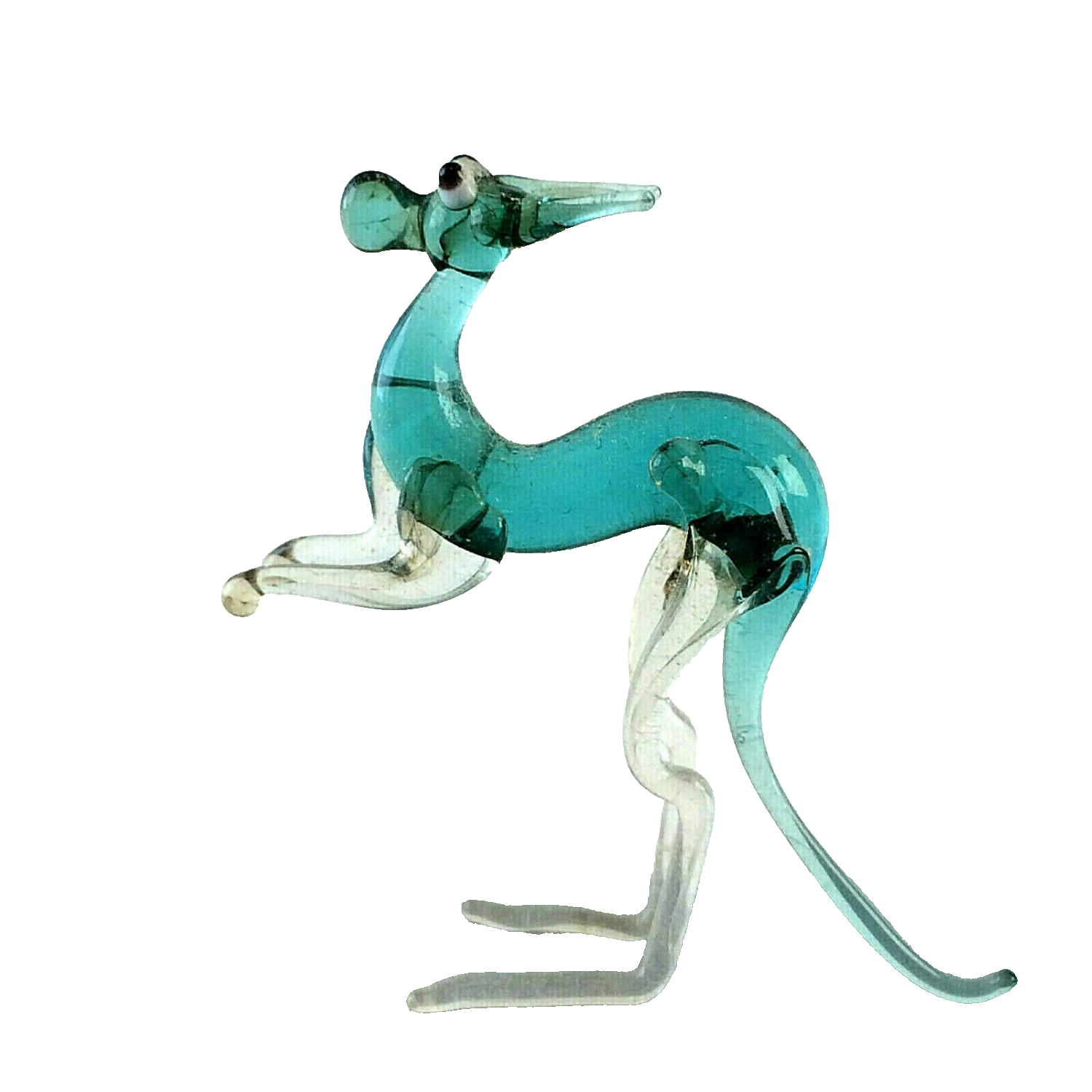 Känguru grün türkis H 3,8 cm Glas 50er 60er Lauscher Vintage MID CENTURY 