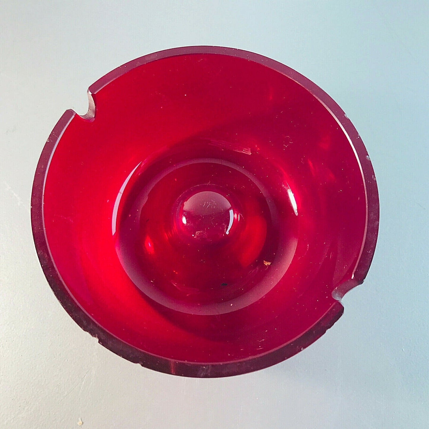 MID CENTURY Ascher rot Aschenbecher 10,6 cm 50er 60er Glas