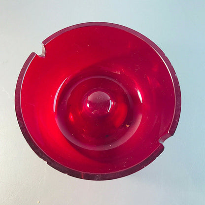 MID CENTURY Ascher rot Aschenbecher 10,6 cm 50er 60er Glas