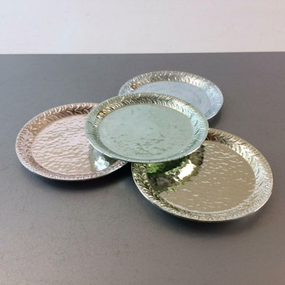 4er Set Untersetzer Gläser 50er 60er Alu Metall Blech 10,5 Teller pastell