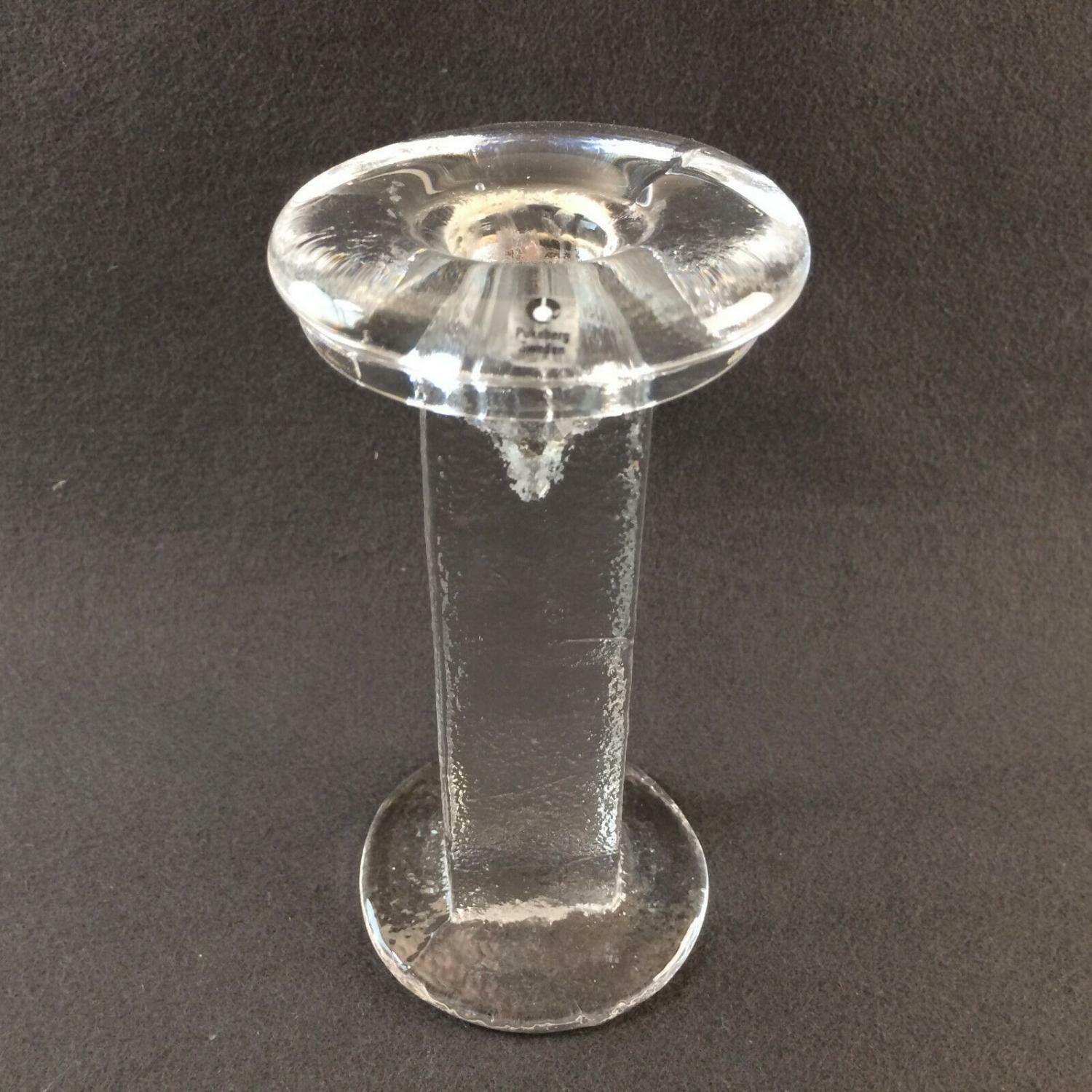 PUKEBERG Sweden Kerzenständer 70er 80er KERZENHALTER GLAS 15 cm