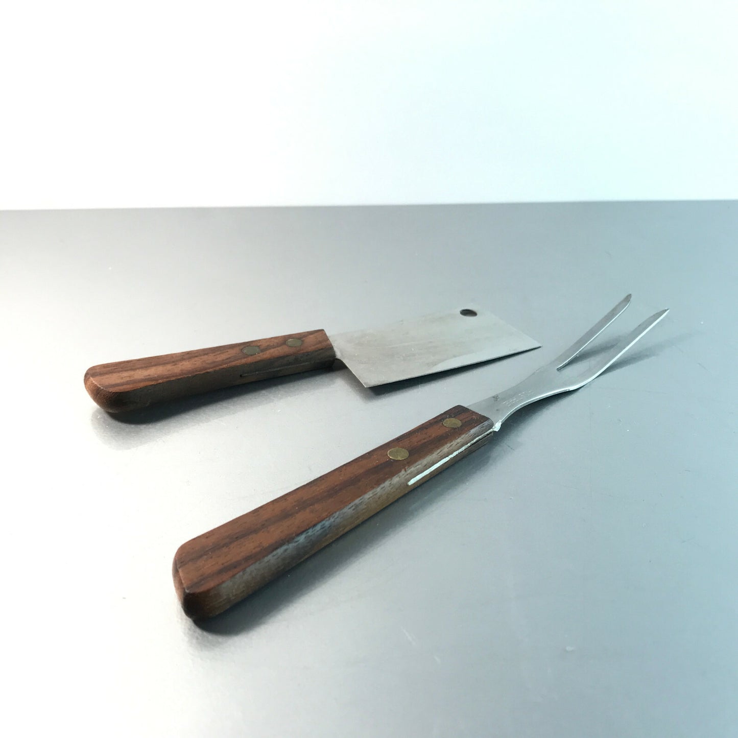 Vintage Besteck Vorlegebesteck Edelstahl Holz Teak 50er 60er MID CENTURY