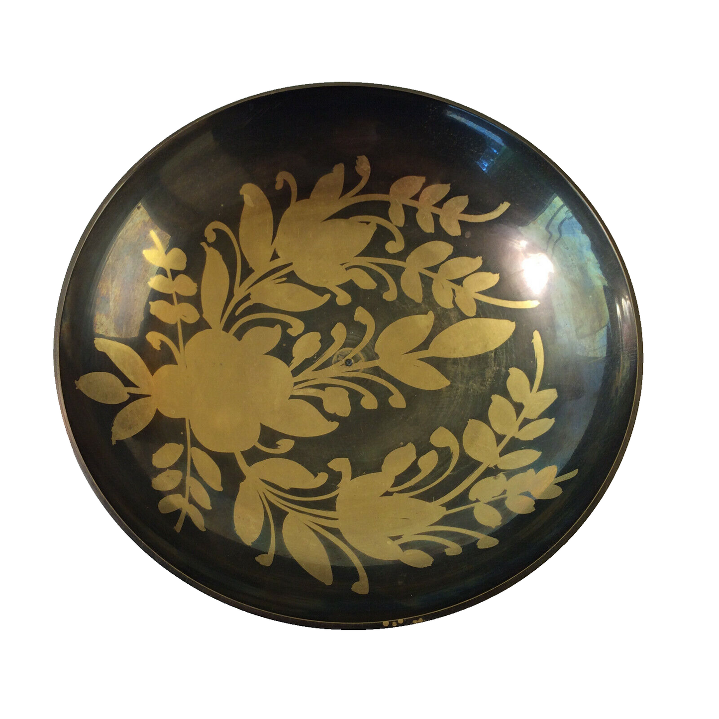 MID CENTURY Messing 50er 60er Schälchen Schale D 19 cm Blumen Metall