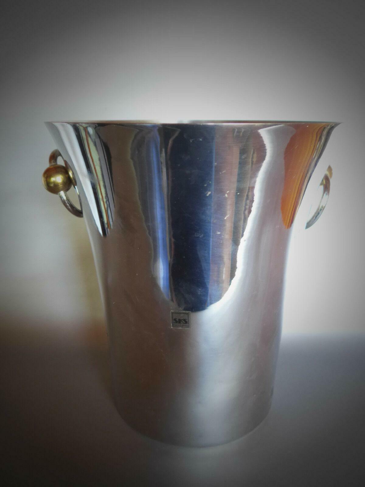 SKS DESIGN Sektkühler Sekteimer Edelstahl mit LABEL H 23 cm Cocktail 80er