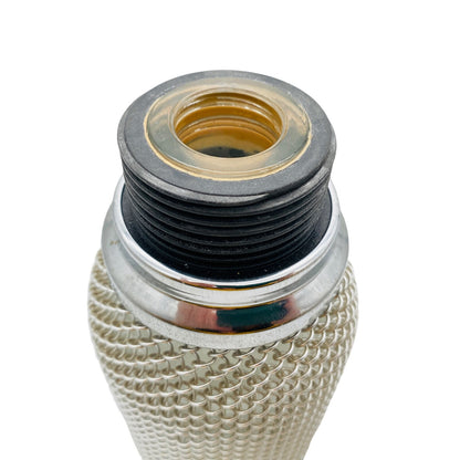 Sodaflasche Netz Vintage 60er 70er Sodasiphon Metall silber Siphon Glasflasche