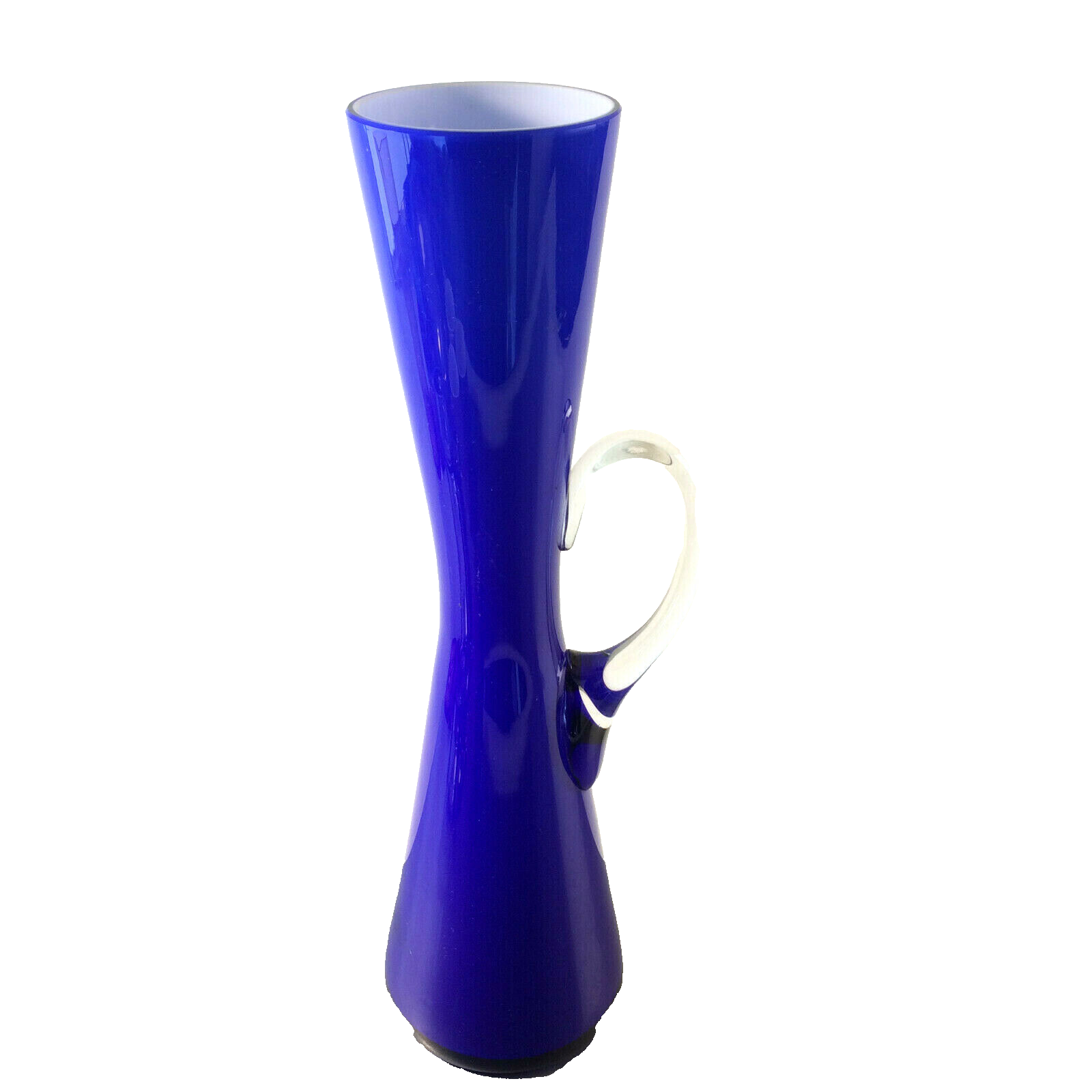 Vintage Vase Überfang blau Glas 60er 70er 33 cm MID CENTURY