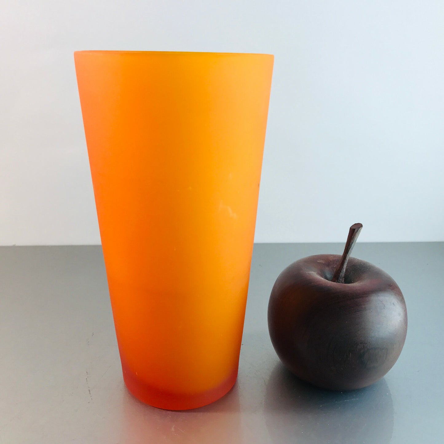 Glas orange Satinato Vase 16,5 cm Vintage 60er MID CENTURY