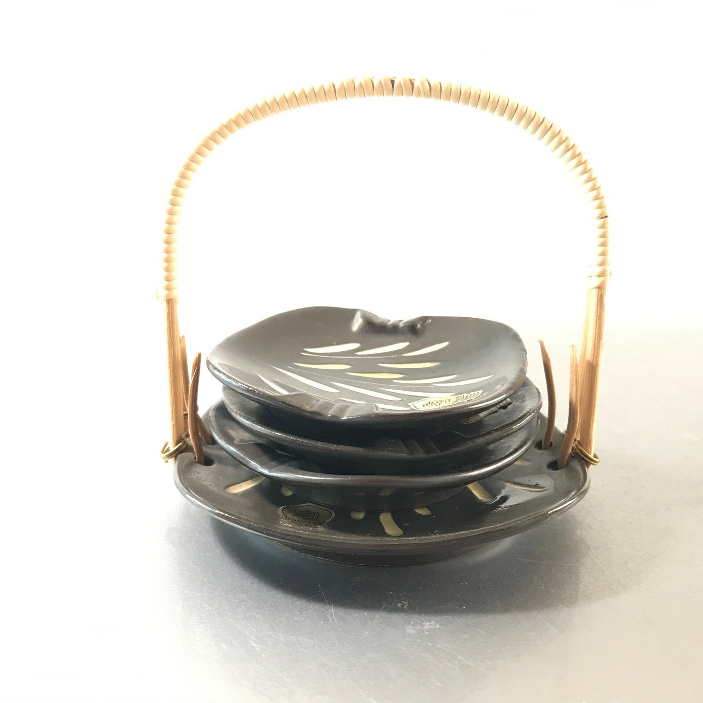 VINTAGE Stapelascher braun gelb 50er 60er ES Keramik MID CENTURY Schale
