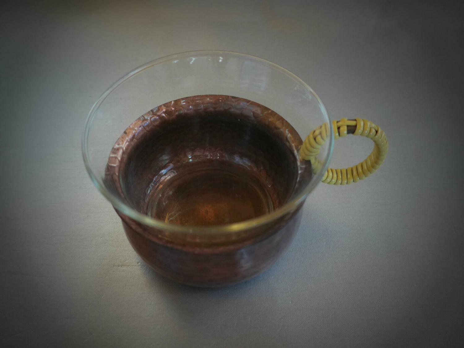 5 x ZINT Teeglas Kupfer Hammerschlag SCHOTT Mainz Glas 50er MID CENTURY