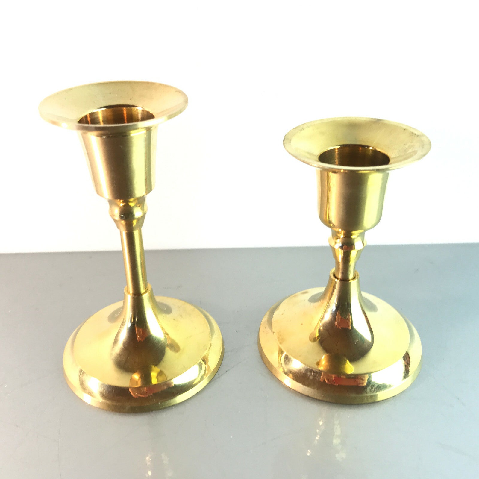 MESSING Kerzenhalter Kerzenständer 9 / 10,5 cm Haushaltskerzen  2er Set 