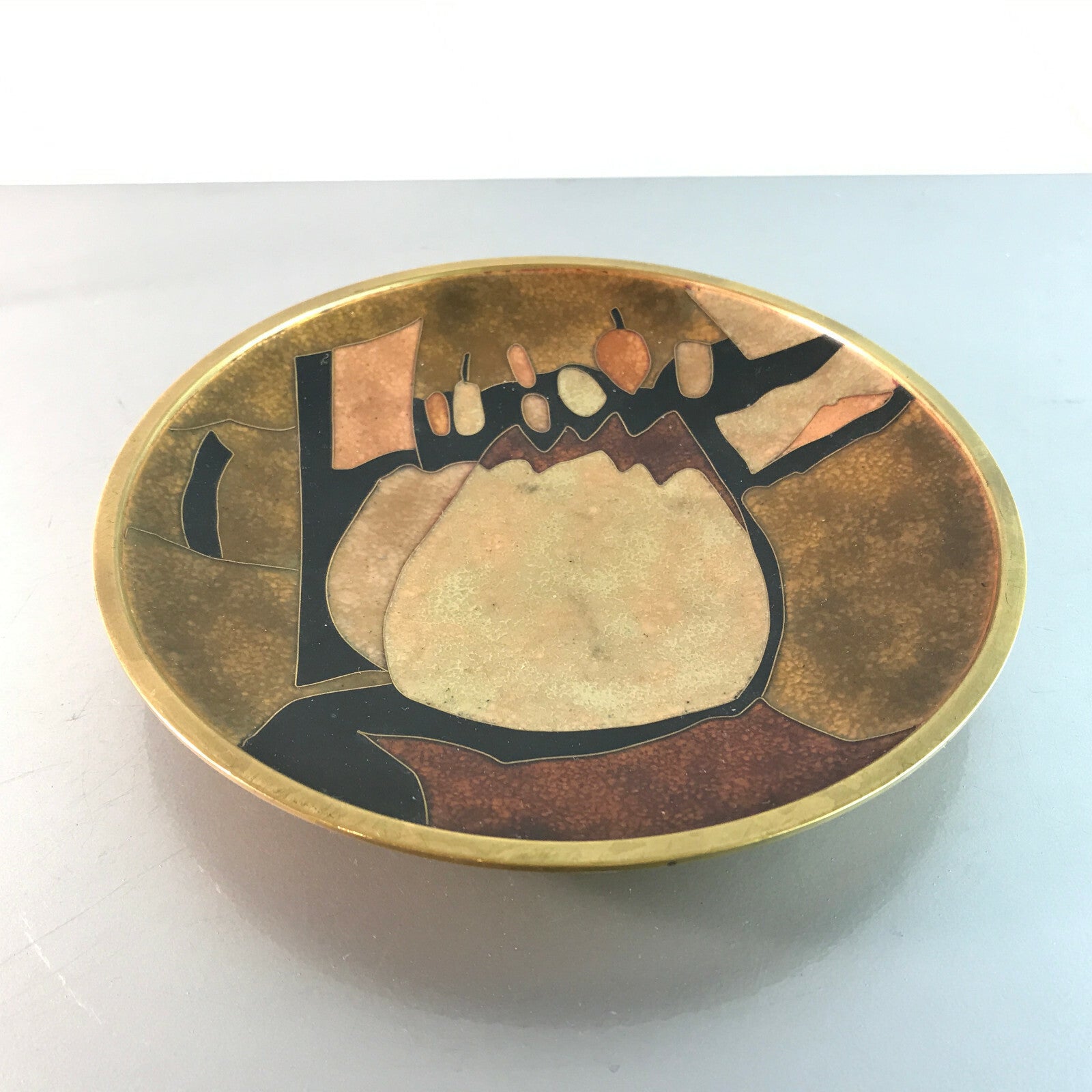 Käthe RUCKENBROD (sig.) Teller Matt Emaille 50er MID CENTURY Mattemaille