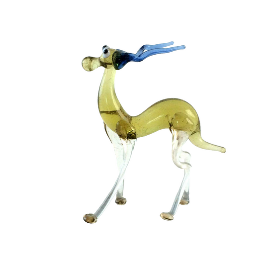Gazelle gelb blau H 4 cm Glas 50er 60er Lauscher Vintage MID CENTURY 