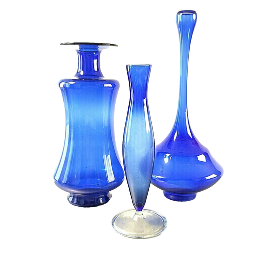 Lauscher VINTAGE Glas Vase blau 70er 60er 17 / 20,5 cm MID CENTURY
