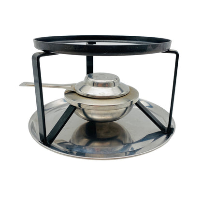 Stövchen oben D 15,2 cm Brenner Eisen Flüssigbrennstoff Rechaud FONDUE schwarz