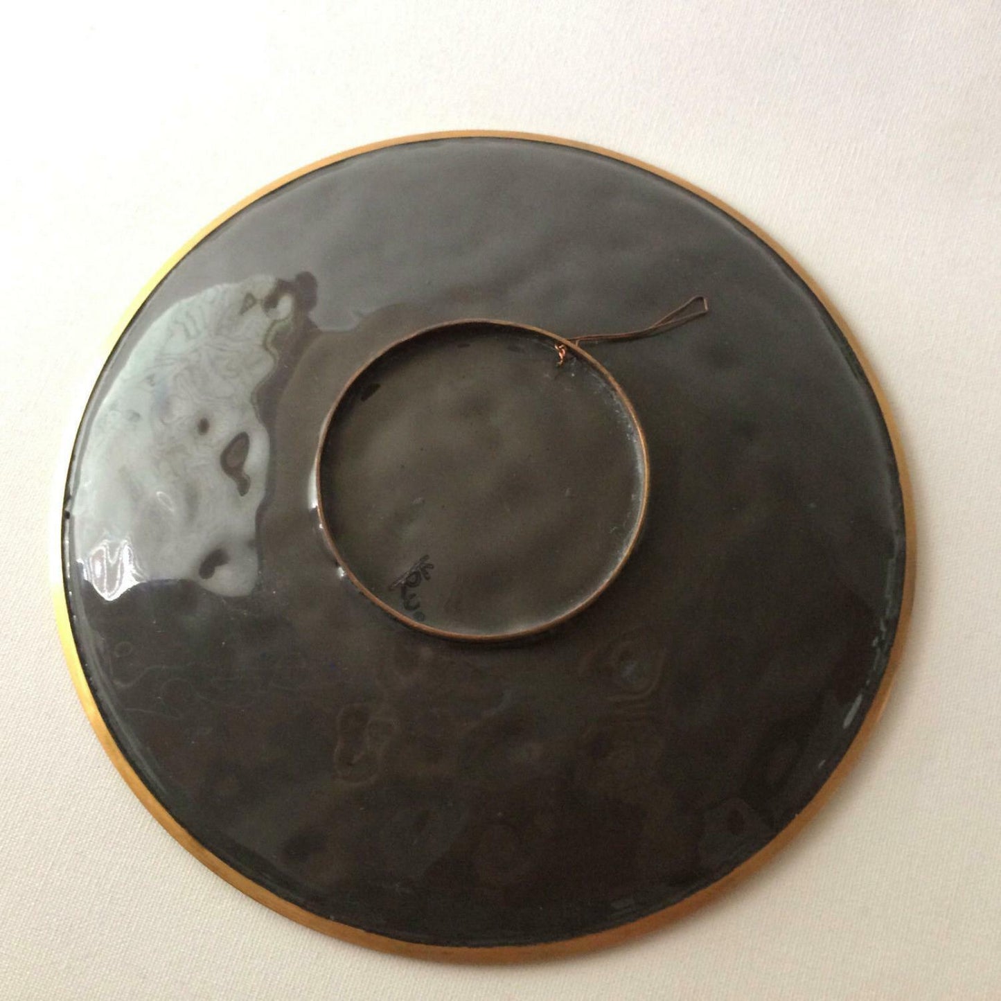 Käthe RUCKENBROD (sig.) Teller Emaille 50er 60er Stegemaille Cloisonne