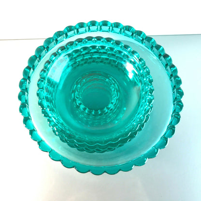 Vintage 50er 60er Schüssel Schälchen Schale Set MID CENTURY grün Pressgla