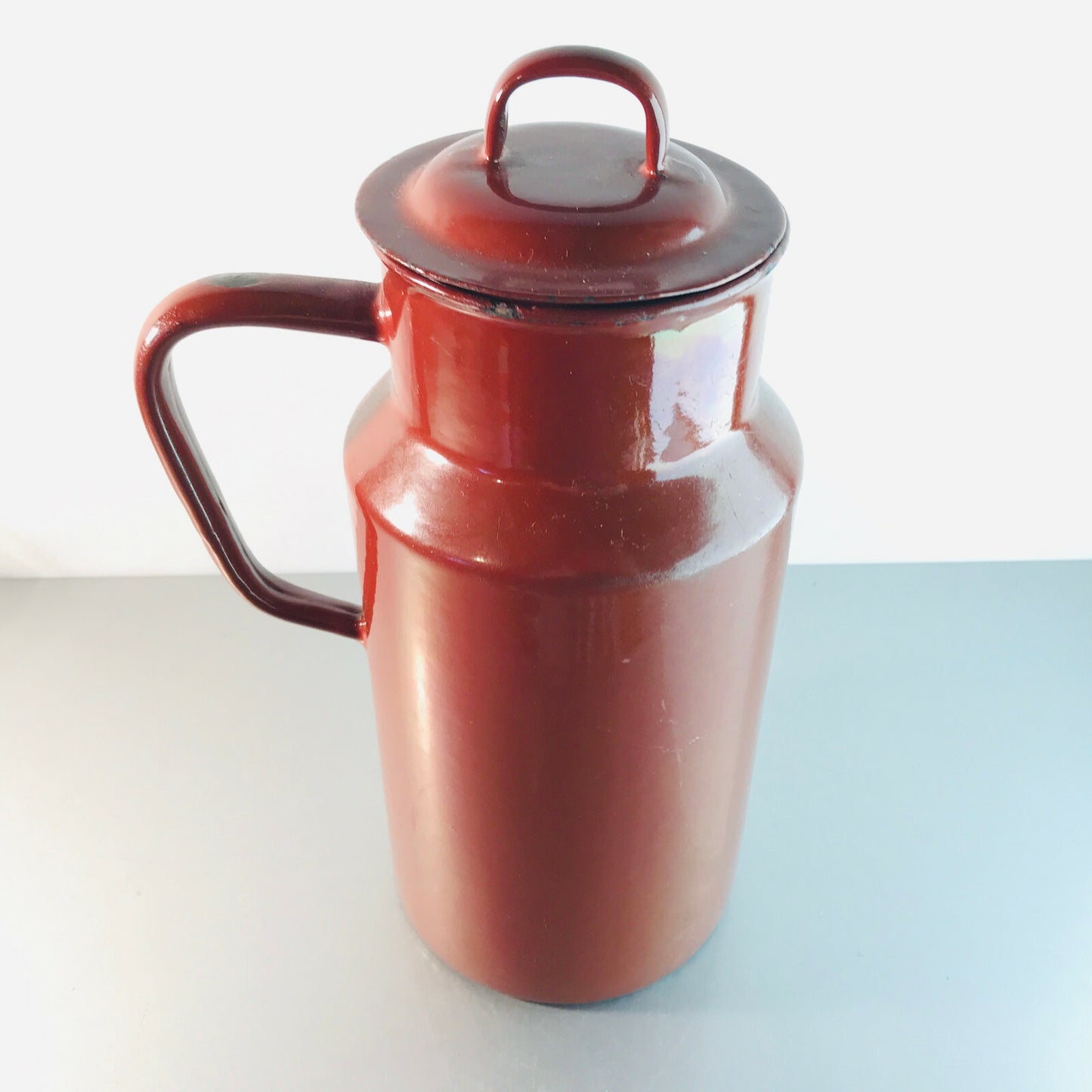 Vintage Emaille Kanne H 30 cm Milchkanne braun