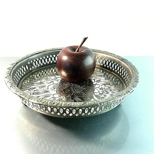 Körbchen Korb silber farben Durchbruch Loch 22 cm Vintage 50er 60er Schale Obst
