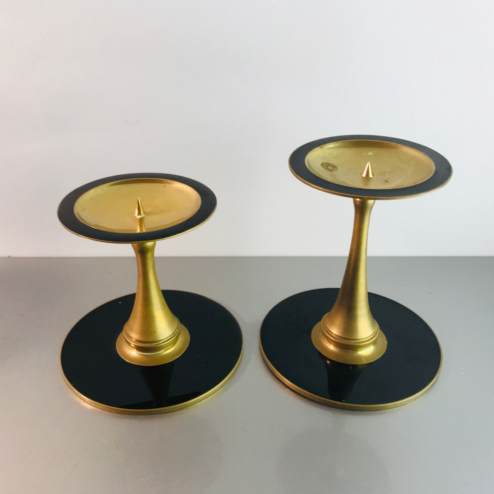 Kerzenhalter MESSING Kerzenständer 60er 50er Stumpenkerzen D 7,7 cm  Set