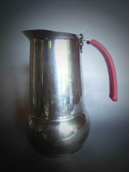 ACC INOX Espressokocher Espressomaschine Edelstahl roter Griff