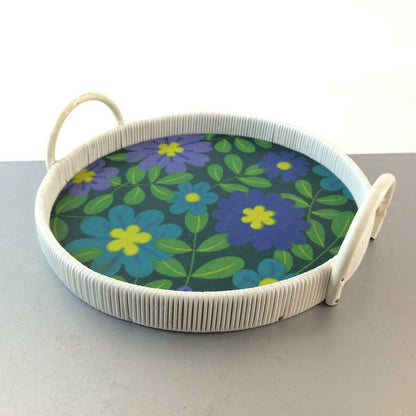 Tablett ANRICHTE 60er 70er D 25 cm Vintage Blumen 