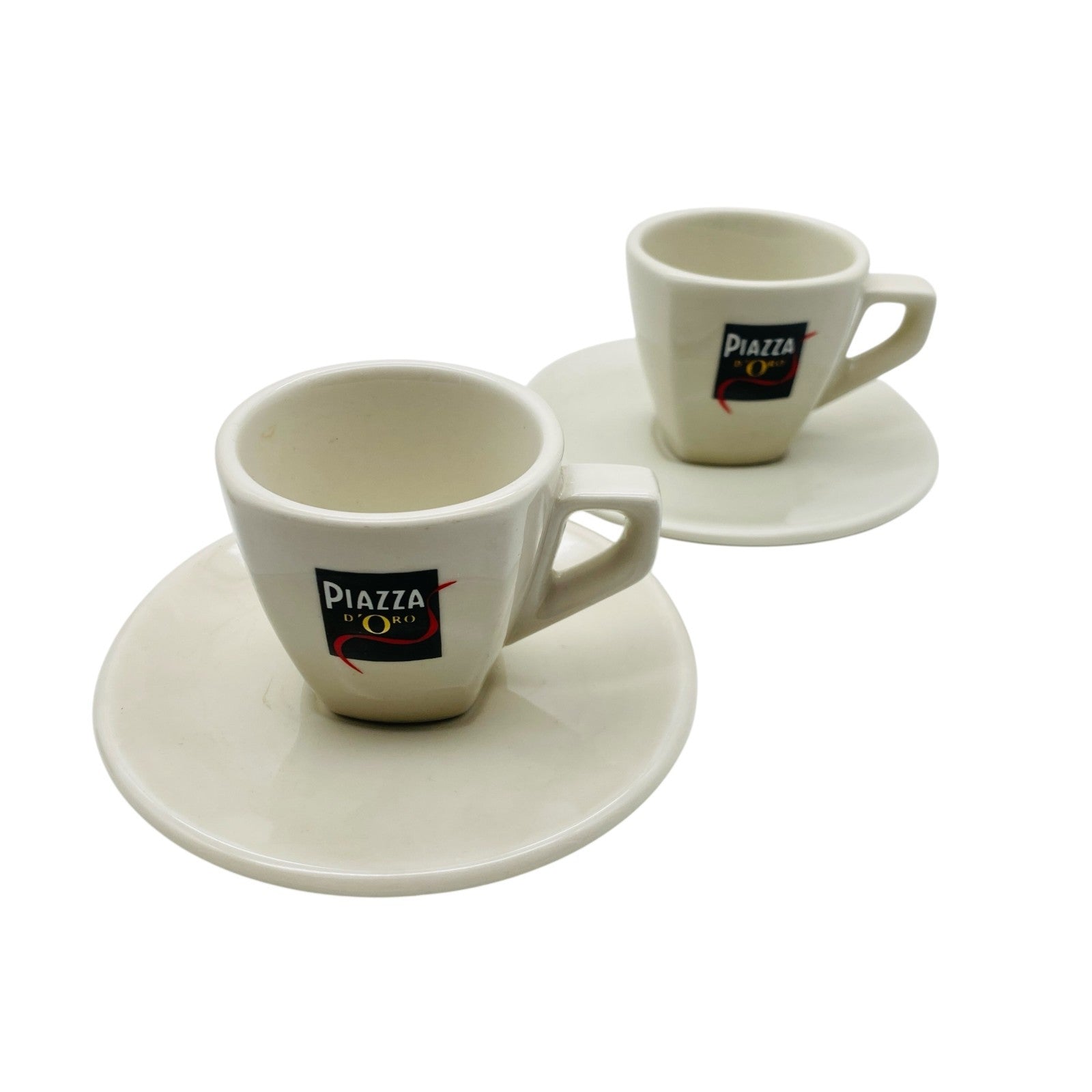ACF Espressotassen 2er Set Tassen mit Untertassen Piazza D`Oro creme bedruckt