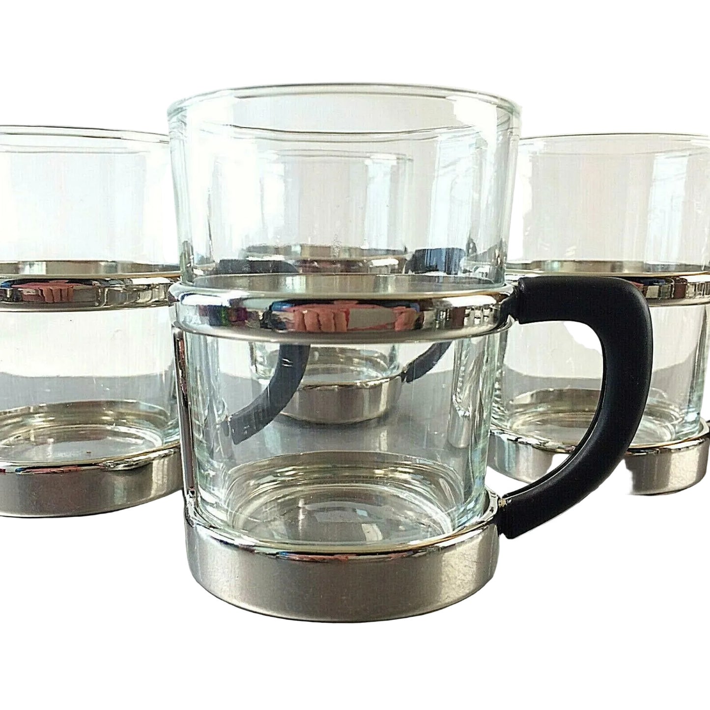 Teegläser Glas 50er 60er 4er Set Gläser Tasse Vintage schwarz