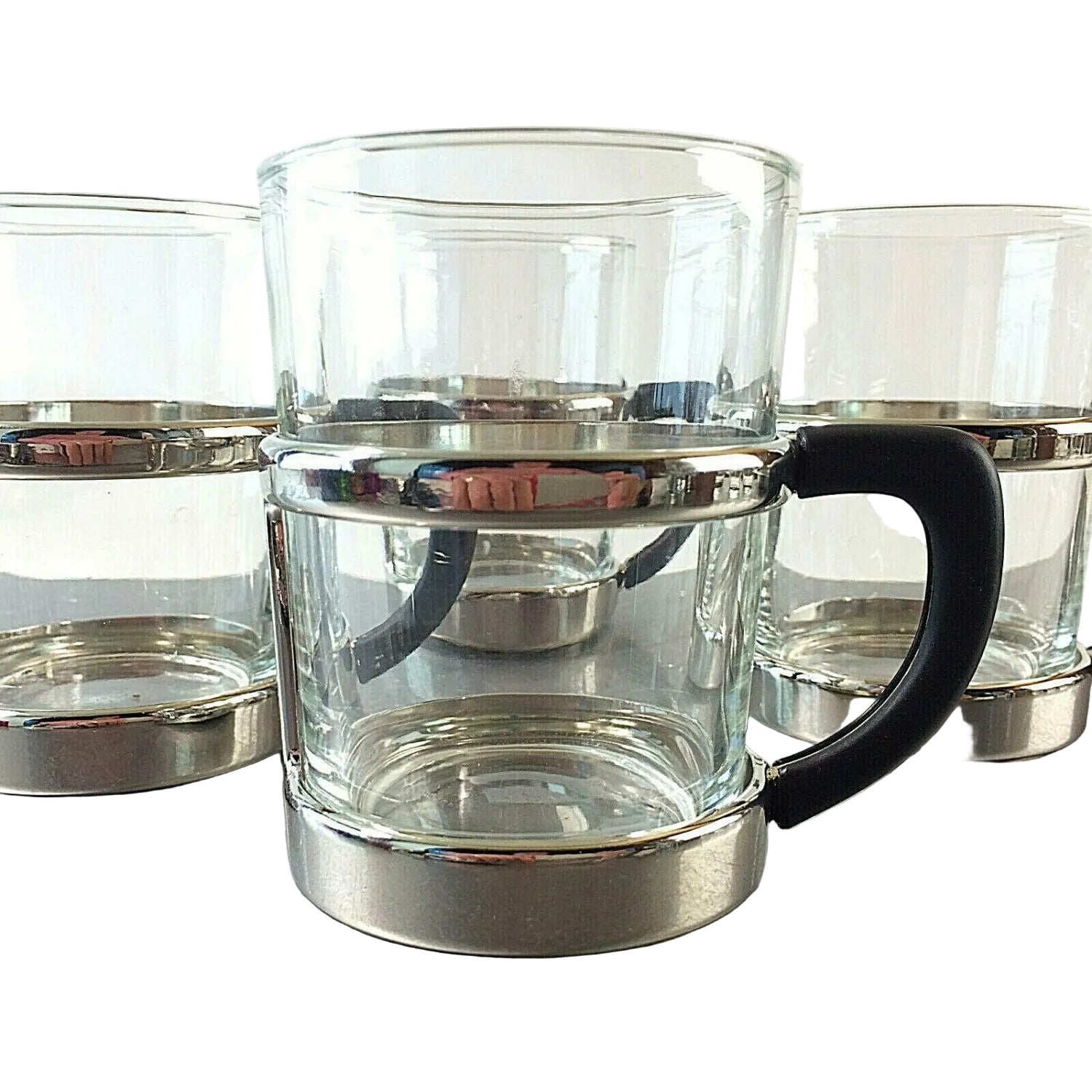 Teegläser Glas 50er 60er 4er Set Gläser Tasse Vintage schwarz