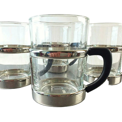 Teegläser Glas 50er 60er 4er Set Gläser Tasse Vintage schwarz