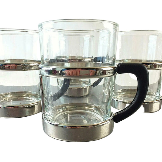 Teegläser Glas 50er 60er 4er Set Gläser Tasse Vintage schwarz