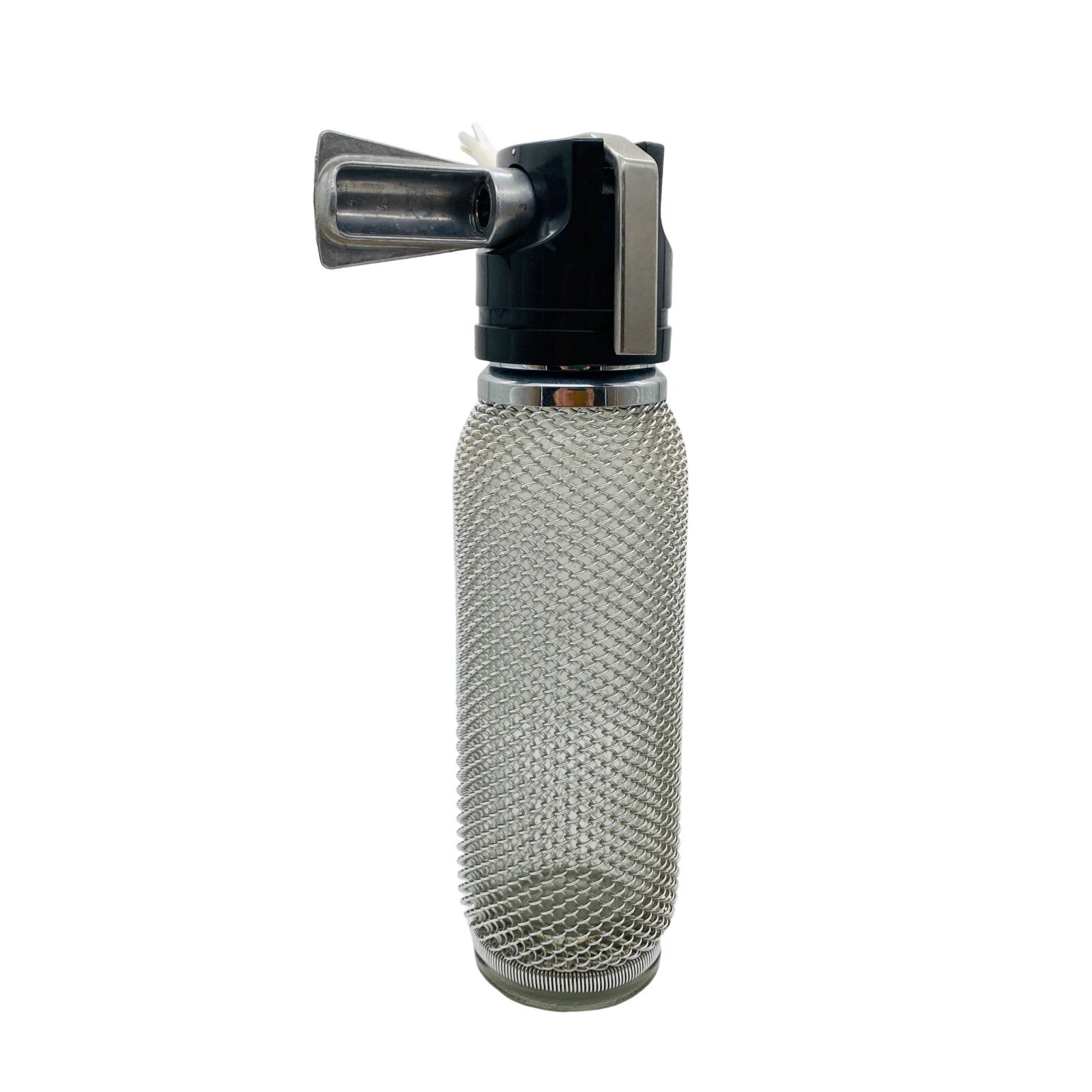 Sodaflasche Netz Vintage 60er 70er Sodasiphon Metall silber Siphon Glasflasche