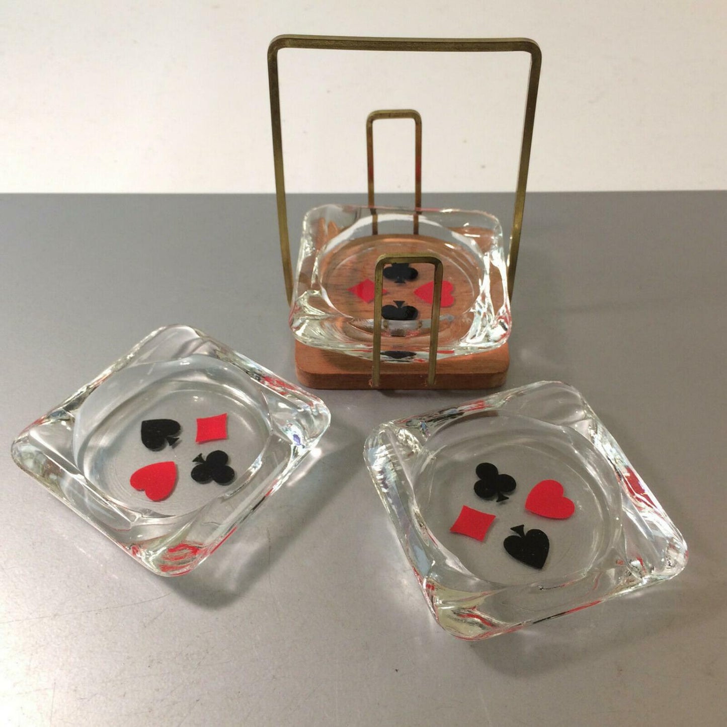 Ascher Aschenbecher Herz Karo Pik 50er Stapelascher stapelbar Messing