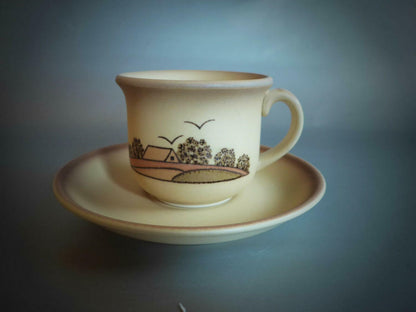 4er Set - SMF SCHRAMBERG Keramik LÄNDLICH Tasse mit Untertasse