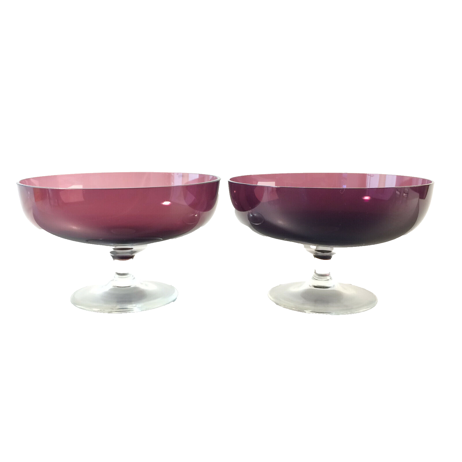 Glas Schälchen Schale lila Glas D 11 cm VINTAGE 50er 60er Century 2er Set