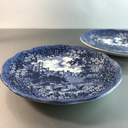 J&G. MEAKIN Haddon Hall England Keramik blau Untertassen 2er Set