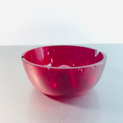 MID CENTURY Ascher rot Aschenbecher 10,6 cm 50er 60er Glas