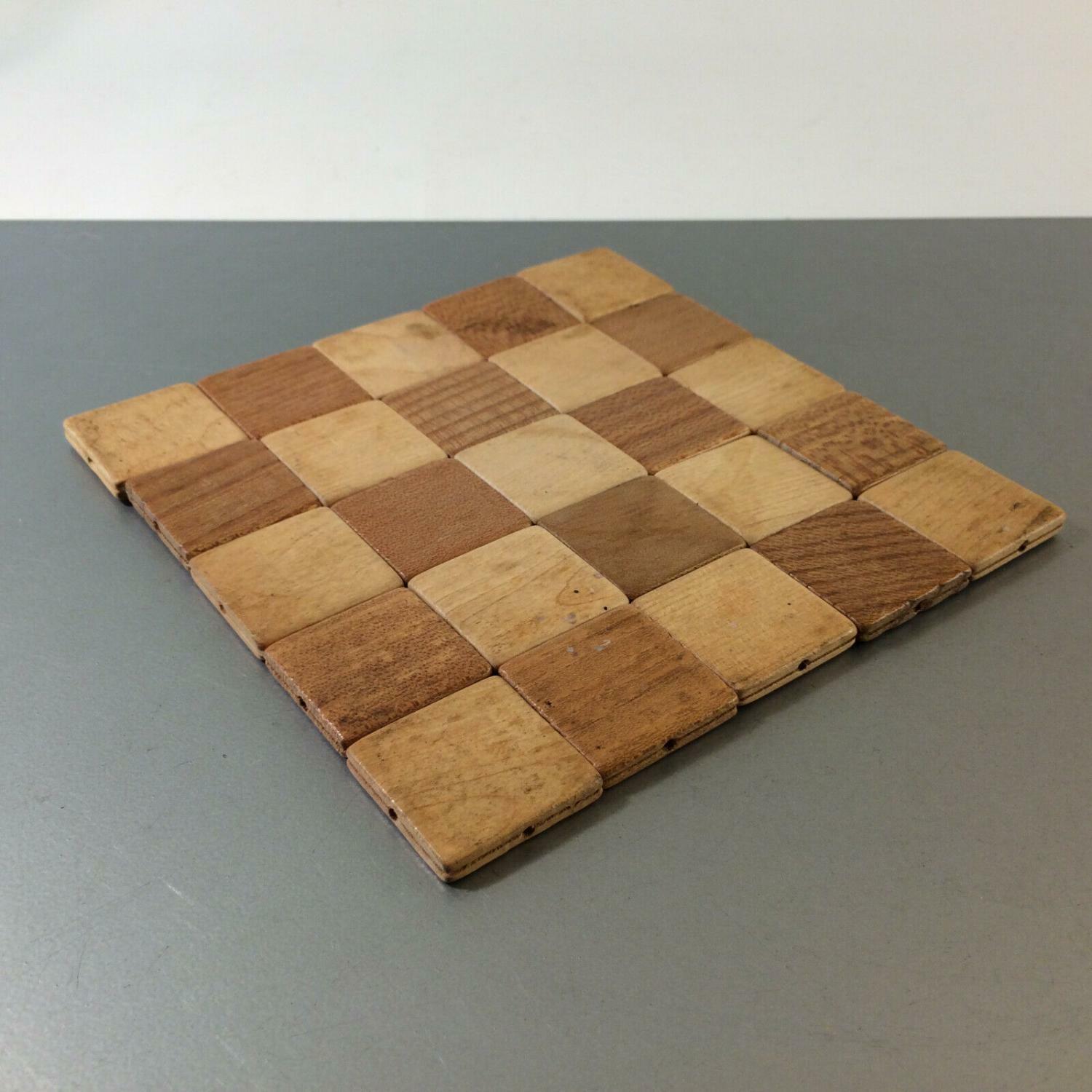 Holz Topfuntersetzer Karo Untersetzer 50er 60er Holz D 21 cm