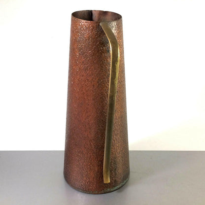 Kupfer Vase Kanne 60er Jahre Messing Griff Kupfervase 26,5 cm Karaffe