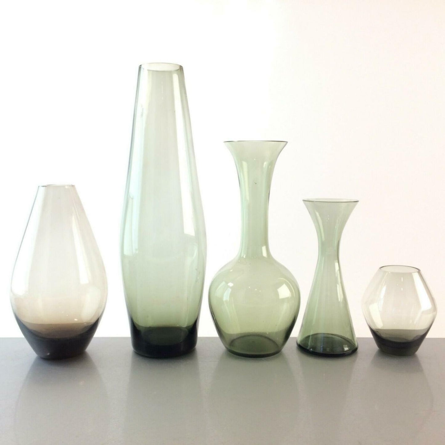 Konvolut Vasen 60er VASE 50er Rauchglas Mid Century 8,5 - 28 cm 